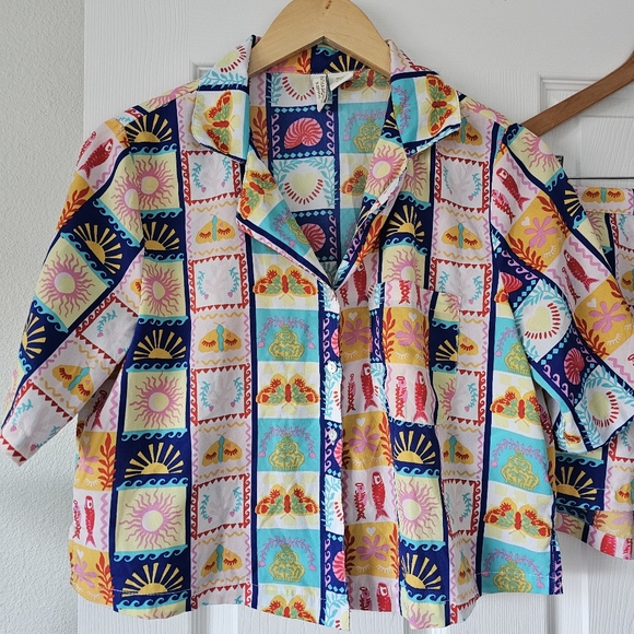 Cynthia Rowley Small Shorts Sleepwear Loungewear Pajama's Set Cropped PJ's  #98 - Picture 4 of 10